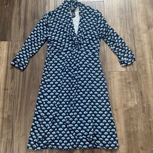 Olsen knit midi dress in seashell print with knot at waist